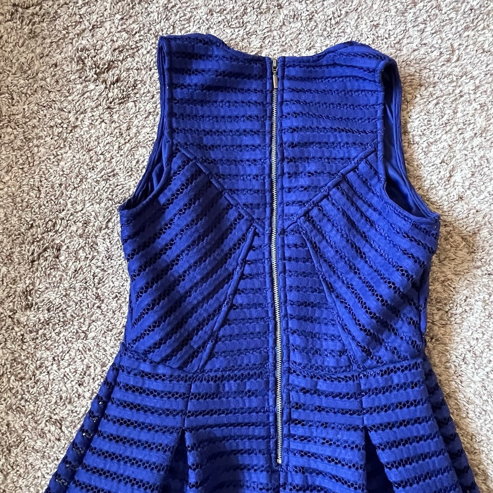 Womens Mossimo Size Small Dress Royal Blue Fit & Flare Fully Lined Knit Striped - Picture 3 of 11